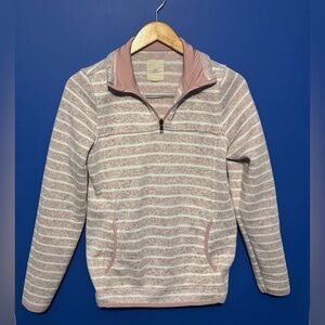 {Thread & Supply} Light Pink and White Zip-Up Sweater women's size S